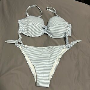 NWOT H&M bikini , blue and white stripes